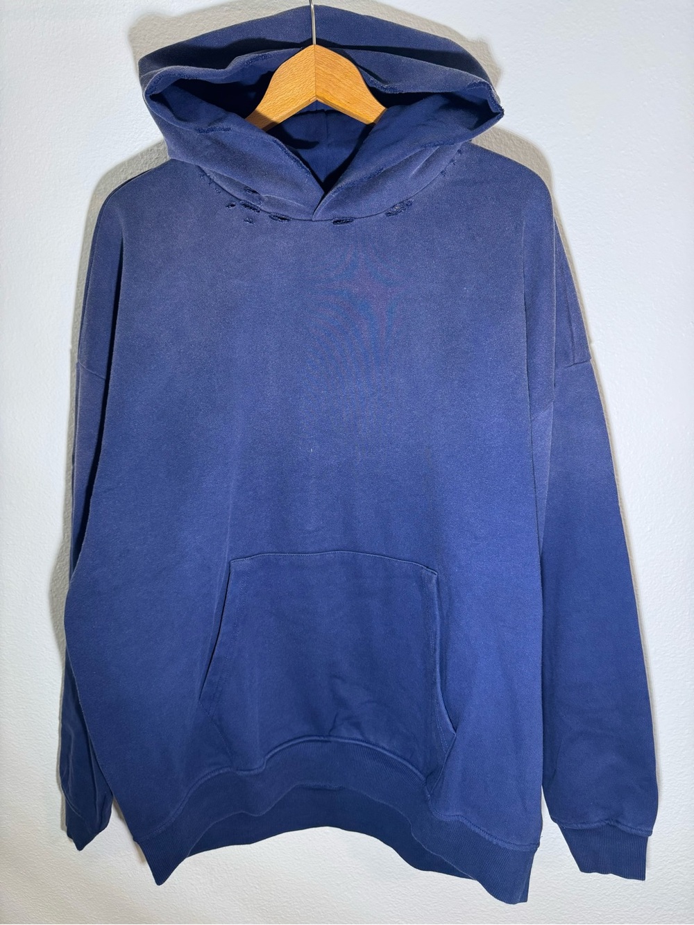 Vintage Distressed Heavy Cotton Navy Hoodie